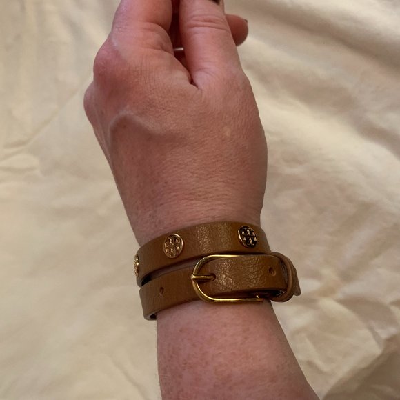 DOUBLE WRAP BROWN LEATHER TORY BURCH BRACELET - Picture 4 of 5